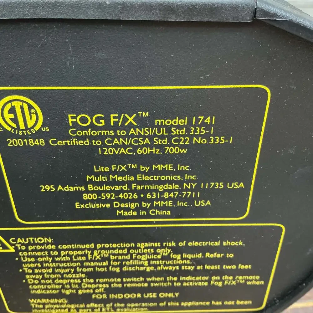 Lite F/X Fog Machine Model 1741 with Wired Remote Control